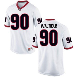 Men Georgia Bulldogs #90 Tramel Walthour White Game College Football Jersey 129656-540